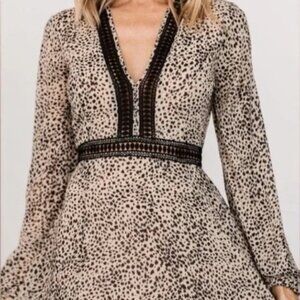 NWT Baltic Born Cha Cha Long Sleeve Maxi Dress | Taupe + Black Size Large